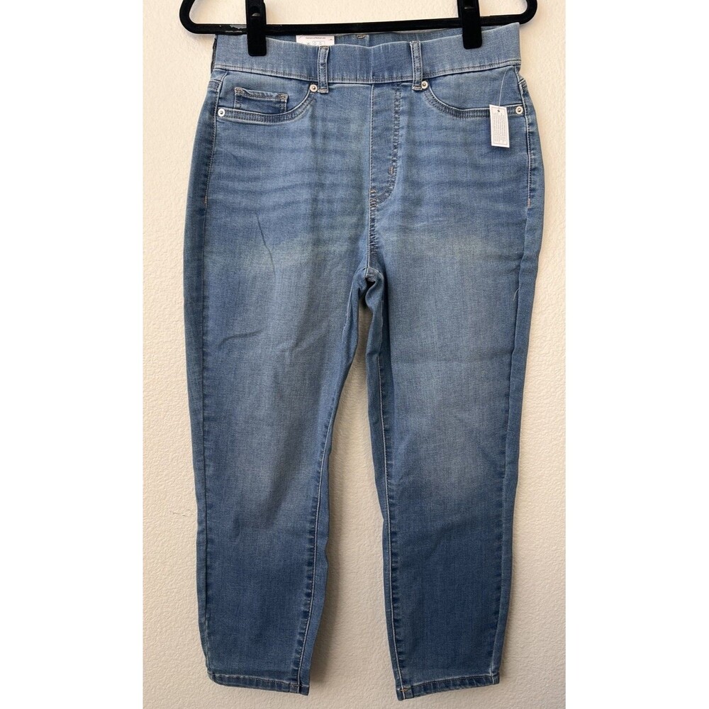 Time And Tru Womens Small Blue Stretch Denim Capri Jeggings NWT